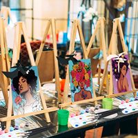 Panwenbo - Juego de 6 Lienzos de Algodón Afro Queen de 8 x 10 Pulgadas para Pintar y Beber, Lienzos Predibujados, Kit de Pintura para Adultos