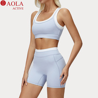 Nouvel ensemble décontracté 2-en-1 pour femme : débardeur et short de sport en nylon respirant à séchage rapide, motif écossais, couleur nude, haute élasticité