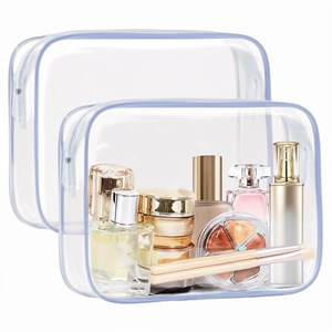 <b>Transparent</b> PVC Toiletry <b>Bag</b> Set – Waterproof Travel <b>Makeup</b> Organizer with Zipper, 2-Piece (L+XL) - Product Image 1