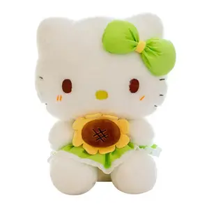 Kawaii sansaned peluş oyuncak hello kt dolması hayvan Anime dolması bebek karikatür yavru peluş oyuncak çiçek ve elbise ile doldurulmuş oyuncak