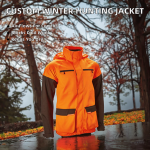 Veste de chasse d'hiver sur mesure, imperméable, coupe-vent, anti-UV, respirante, Gore-Tex, avec deux poches zippées sur la poitrine - Product Image 2