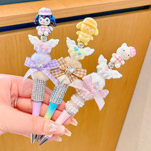 Stylo à bille en métal neutre mignon pour filles, avec nœud, diamant, dessin animé, peluche, spinner, 0,5 mm, écriture lisse noire - Product Image 2