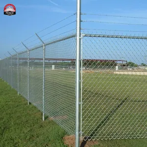 Galvanized 9 Gauge 50*50mm Diamond Wire Mesh Chain Link Security Fence With Barbed Wire