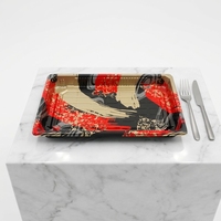 JY-1109 Einweg-Sushi-Box Schwarze Plastik-Sushi-Box Take-Away Obst-Verpackungsbox Kunststoff-Lebensmittelbehälter
