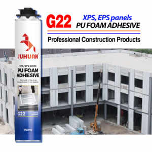 Adhésif en <span class=keywords><strong>mousse</strong></span> PU JUHUAN G22 pour panneaux XPS/EPS, <span class=keywords><strong>mousse</strong></span> de collage à faible expansion pour panneaux isolants - Product Image 1