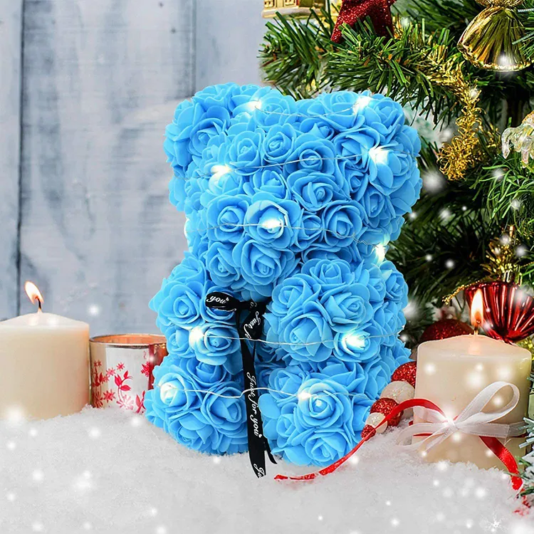 Free Sample Large Rose Foam Custom 25cm 40cm Valentine Gifts Small Flower Teddy Rose Bear With Gift Box