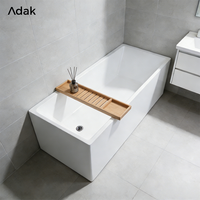 Baignoire autoportante rectangulaire en acrylique Adak WB-8008 avec drain, design écologique portable pour intérieur, garantie 5 ans, nettoyage facile