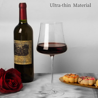 Verre à vin en cristal soufflé à la main sans plomb avec logo personnalisé, verre à vin rouge ultra-fin, verre à vin de Bordeaux pour fête, mariage