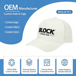 New Design Wholesale Custom Embroidered Logo 5 Panels Snap Back Caps Laser Holes Perforated Outdoor Nylon Quick Dry Golf <b>Hats</b> - Product Image 1