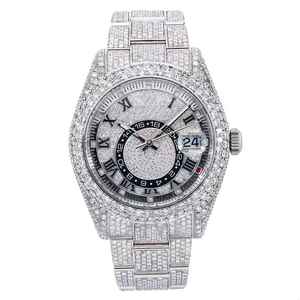 Reloj Mecánico de Lujo Refinado de Acero Inoxidable con Piedras de Moissanita Heladas que Ofrece Calidad Premium, Moda, Belleza y Artesanía - Product Image 5