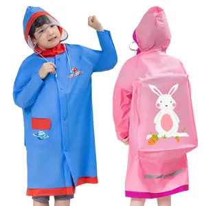 Chubasquero con tiras reflectantes para niños y niñas, impermeable de plástico PVC con capucha