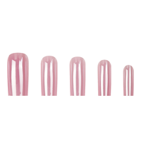 Faux ongles rose vif plaqués, forme cercueil, en ABS, couvrance totale avec colle pour salon de manucure