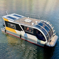 Nouveau design de maison ponton de luxe en aluminium bateau maison flottante de luxe Yacht amphibie soudé préfabriqué avec moteur hors-bord