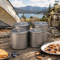 Pot de cuisson léger en titane pur, capacité 1-2L, design moderne et minimaliste, poignée pliable, conception suspendue, pour camping et extérieur
