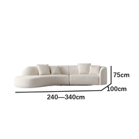 Eponge à deux places pour intérieur moderne confort salon en L décor incurvé design hôtels 3-4 places boucle blanche tissu sectionnel