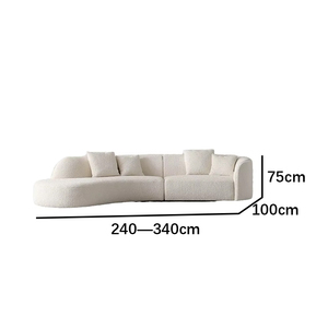 Comfort moderno soggiorno interno a forma di <span class=keywords><strong>L</strong></span> arredamento Design curvo hotel 3-4 posti bianco bouclé tessuto sezionale due posti spugna a due posti - Product Image 6