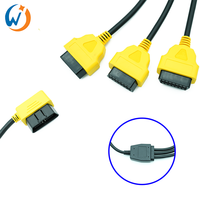Cable de Extensión OBD2 de 16 Pines, 1 Macho a 3 Hembras, Adaptador Convertido de 12V, Cable de Extensión OBD2
