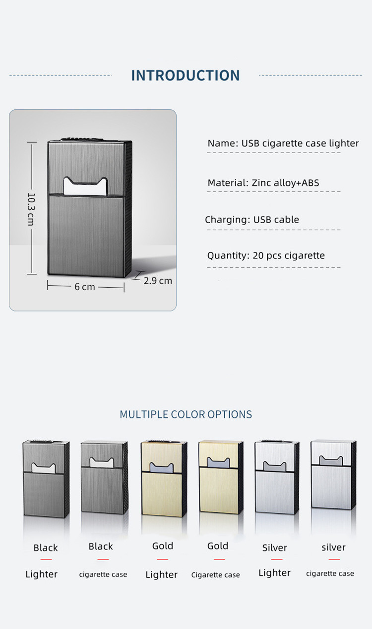 focus cigarette case with lighter FOCUS Aluminium Alloy Automatic Cigarette Case Box Lighter Case Holder All  Model Is Here