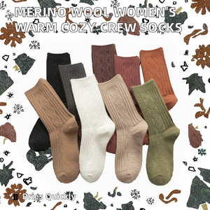 Custom Logo Merino <b>Wool</b> Women's Crew Regular Standard Winter Warm Cozy Knitted Daily <b>Socks</b> - Product Image 2