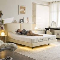 Modernes Schwebendes Bettgestell |   Elektrisch Verstellbares Zero-Gravity-Plattformbett |   Premium Lederbezogenes King-Queen-Bett Geräuscharm
