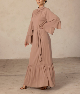 Robes à col bénitier pour adultes de haute qualité Abaya Robes de soirée à manches longues Service OEM Tuniques pour femmes musulmanes - Product Image 4