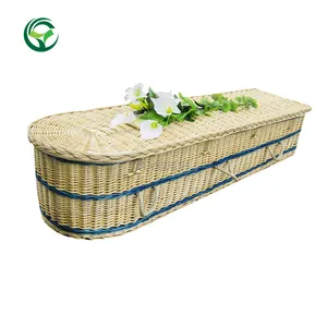 Heze cenaze tedarikçiler Classics tasarım yarım yuvarlak şekil hasır tabut ucuz doğal dokuma Woodland Burials söğüt tabut - Product Image 1