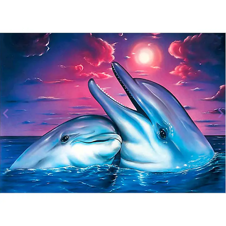 On Sale Picture of Rhinestone Fine Workmanship dolphins and sunset diamond painting
