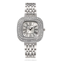Stock de fábrica Números romanos Pantalla Puntero Reloj de cuarzo Moda retro Banda de acero Diamante cuadrado Reloj de niñas