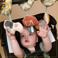 Jouet d'activités en spirale sur le thème de la ferme pour bébé, jouet suspendu en peluche pour poussette et siège auto avec miroir, jouet de dentition et jouet sensoriel pour nouveau-nés