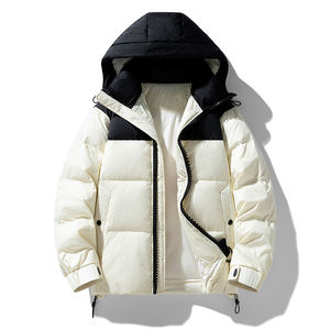 Chaqueta con Cremallera para Hombre, Cómoda y Transpirable, Diseño Clásico con Costuras en Contraste y Efecto de Tinta Salpicada, Abrigo con Capucha a Prueba de Viento - Product Image 1