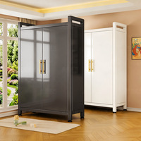Armoire en acier à montage facile pour chambre à coucher, penderie anti-poussière pour vêtements, placard pour bébé, idéale pour chambre et maison de location