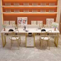Tables à ongles de luxe au design moderne Ensemble de meubles de pédicure de salon avec dessus en marbre Table de manucure pour les ongles