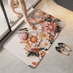 <span class=keywords><strong>Tapis</strong></span> de salle de bain 3D motif fleur douce, <span class=keywords><strong>absorbant</strong></span> l'<span class=keywords><strong>eau</strong></span>, antidérapant, séchage rapide pour sol de salle de bain, porte, cuisine, chambre, <span class=keywords><strong>tapis</strong></span> en diatomite - Product Image 4