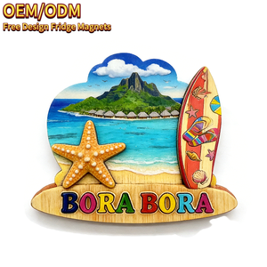 Set de Imanes de Madera para Refrigerador <span class=keywords><strong>Bora</strong></span> <span class=keywords><strong>Bora</strong></span> Paradise, Recuerdo de Viaje Tropical y Decoración para el Hogar - Product Image 2