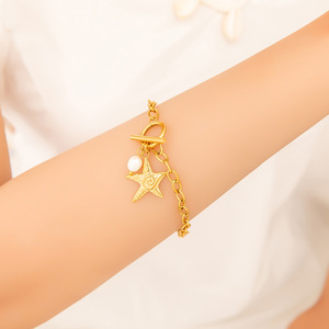 Bracelet à breloques étoile de mer en alliage de zinc plaqué or, bijoux d'été océaniques, accessoire de mode unisexe - Product Image 4