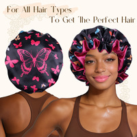 Bonnet de Nuit en Satin Double Couche Personnalisable avec Logo, Réglable, Tendance, pour Femmes, Grande Taille, Soyeux, pour Tresses, Boucles, Quotidien, Décontracté, Fête