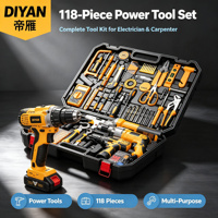Ensemble d'outils électriques de 118 pièces, kit d'outils complet pour électricien, charpentier, avec boîte de rangement pour réparation à domicile, industrie, OEM, ODM, vente en gros