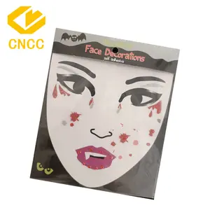 Adesivo de cristal personalizado, adesivo de decoração facial, halloween, tatuagem corporal, gema, brilho, adesivo