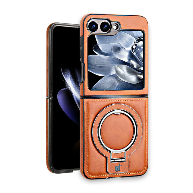Magnetic Wireless Charging PU Leather Anti-Fingerprint Holder Customized Color Folding Case for for Z Flip 7 FE 7 6 5 4 3