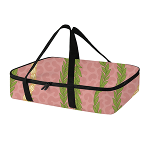 Bolsa Térmica Grande para Entrega <span class=keywords><strong>de</strong></span> Comida con Estampado Completo, Diseño Maile Pikake Twisted Lei Aloha, Bolsa Refrigerante Personalizada con Aislamiento Térmico - Product Image 3
