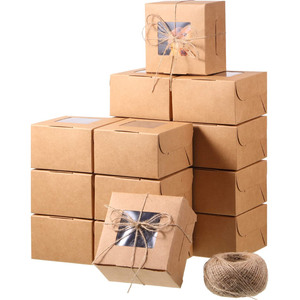 Scatole di imballaggio regalo marrone con vetrina per pasticcini, biscotti, piccole torte, torta, Cupcakes e altro ancora (4x4x2.5 pollici) - Product Image 1