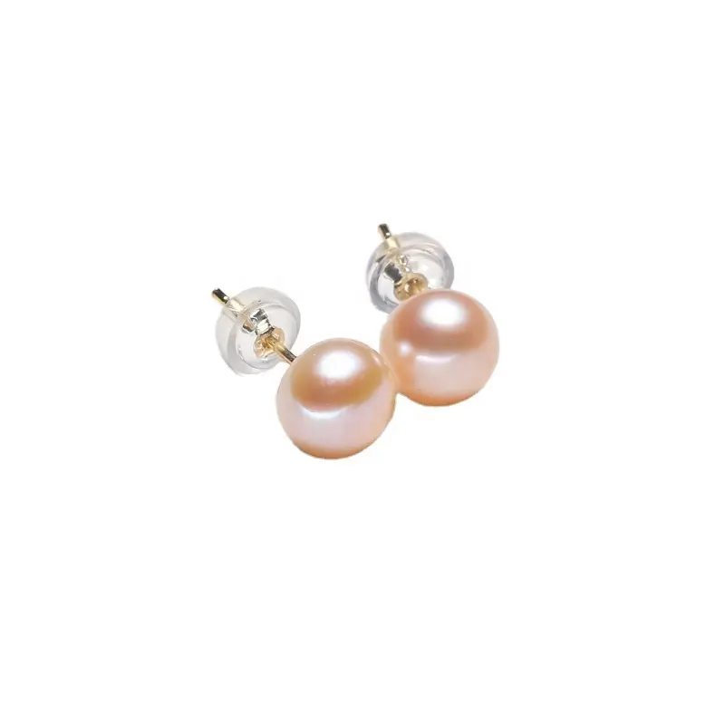 Button Shape Jewelry Stud Earrings Pearl Earrings Freshwater Pearl Natural Gold Trendy Women's 925 Sterling Silver Spike