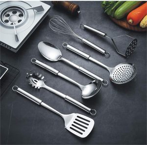 Ensemble d'ustensiles de cuisine classiques en acier inoxydable de haute qualité avec poignées, kit d'ustensiles de cuisson durables pour la maison - Product Image 3