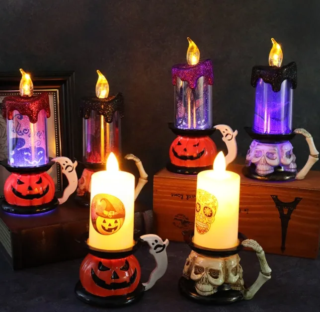 Halloween decoration props Skulls Pumpkin Candle lights LED glow candles Halloween decorations