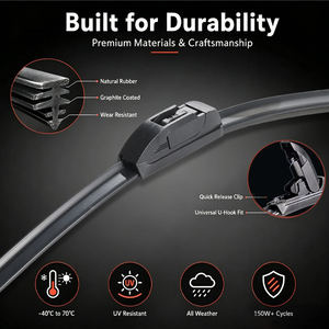 Lame d'essuie-glace Beam 24"+18" Qualité OEM Caoutchouc naturel Essuie-glace de <span class=keywords><strong>pare</strong></span>-<span class=keywords><strong>brise</strong></span> pour Honda Civic Accord 2016-2022 2 pièces - Product Image 2