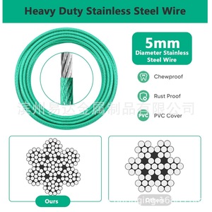 สายจูงสุนัขเอด้าสแตนเลสสีดำและสีเทอร์ควอยซ์ทนทานสำหรับสุนัขขนาดเล็กและขนาดใหญ่ - Product Image 3