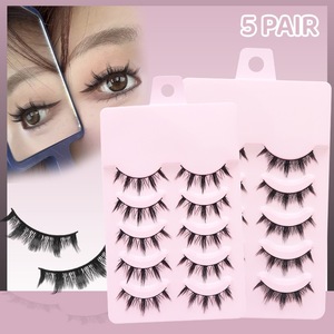 Cils en matière synthétique de marque privée, cils naturels, 15 styles, lot de 5 paires, faux cils pour maquillage - Product Image 2