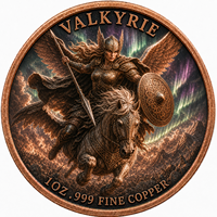 Pièce commémorative en cuivre fin .999 de 1 oz, motif cheval ailé coloré en relief, mythologie nordique Valfire, décoration et cadeau