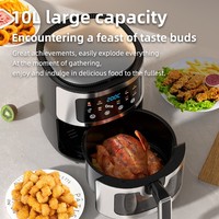 Friteuse à air intelligente multifonctionnelle en acier inoxydable de qualité supérieure, écran tactile, 10 litres, avec écran couleur