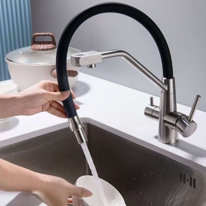 Robinet de cuisine Libert E-14 en acier inoxydable 304 à double poignée, extractible à 3 voies, rotation à 360°, mélangeur chaud/froid pour osmose inverse - Product Image 6